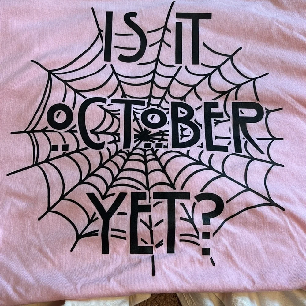 Pink Graphic Tee with Halloween Print - Picture 4 of 4